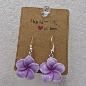 Tradier Joes Inspired Earrings Handmade Purple Flower Dangle Earrings